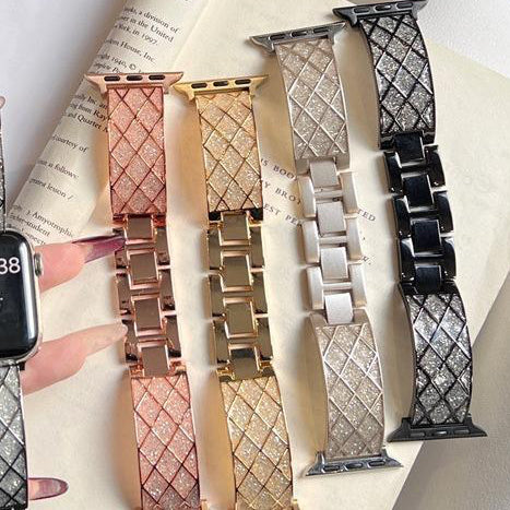 Diamant-Gitter Metallarmband für Apple Watch – Kristall-Design Funkelnder Look & perfektes Geschenk