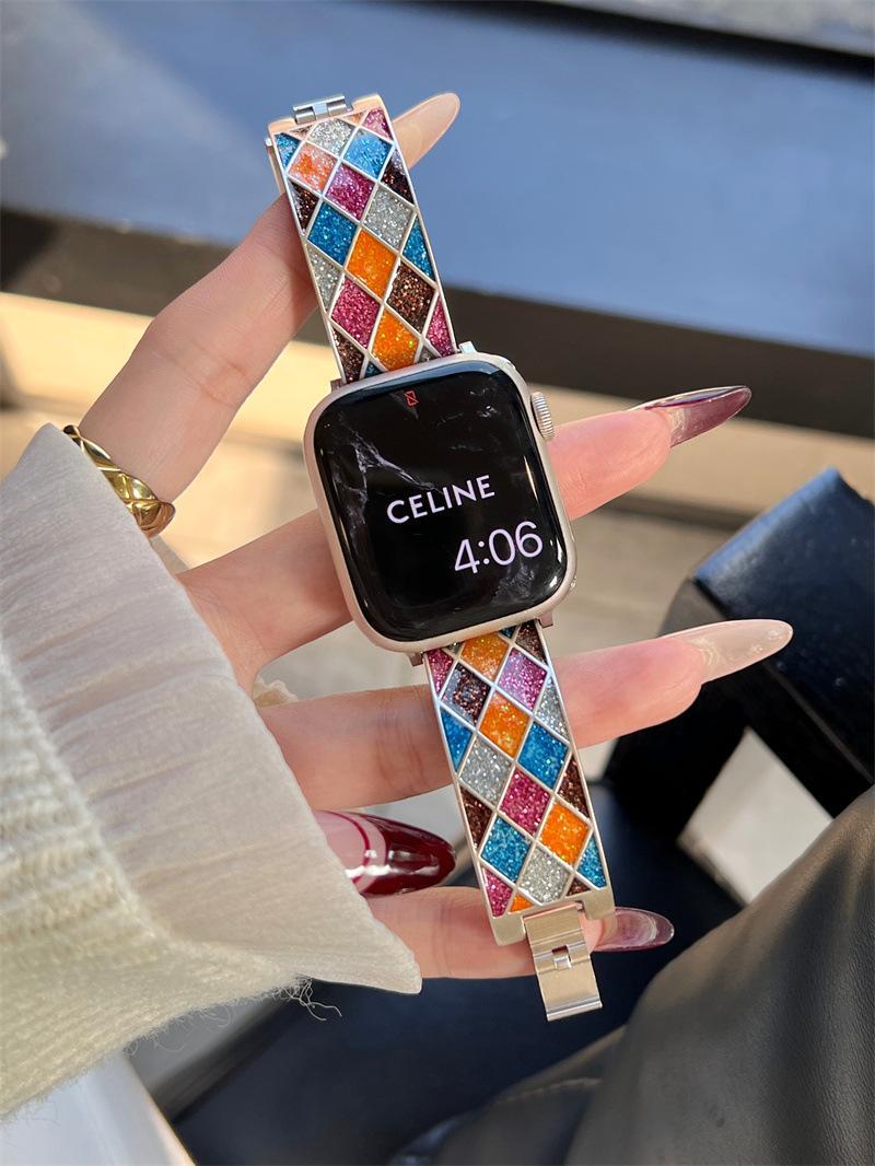 Diamant-Gitter Metallarmband für Apple Watch – Kristall-Design Funkelnder Look & perfektes Geschenk