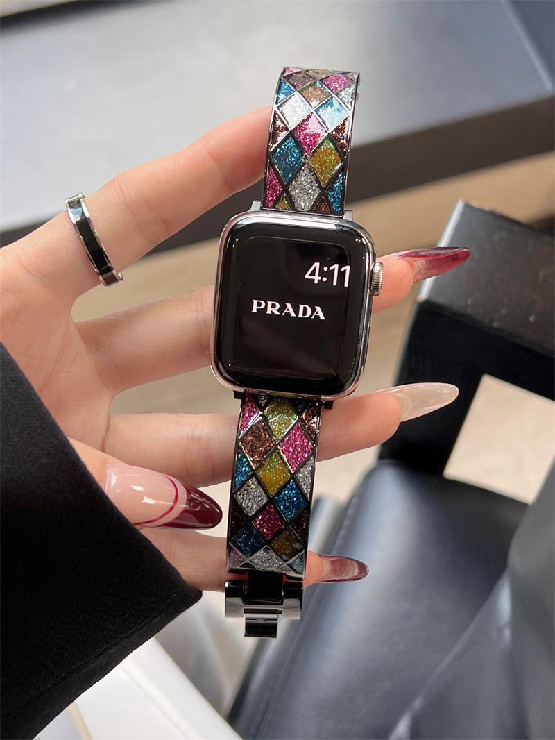 Diamant-Gitter Metallarmband für Apple Watch – Kristall-Design Funkelnder Look & perfektes Geschenk